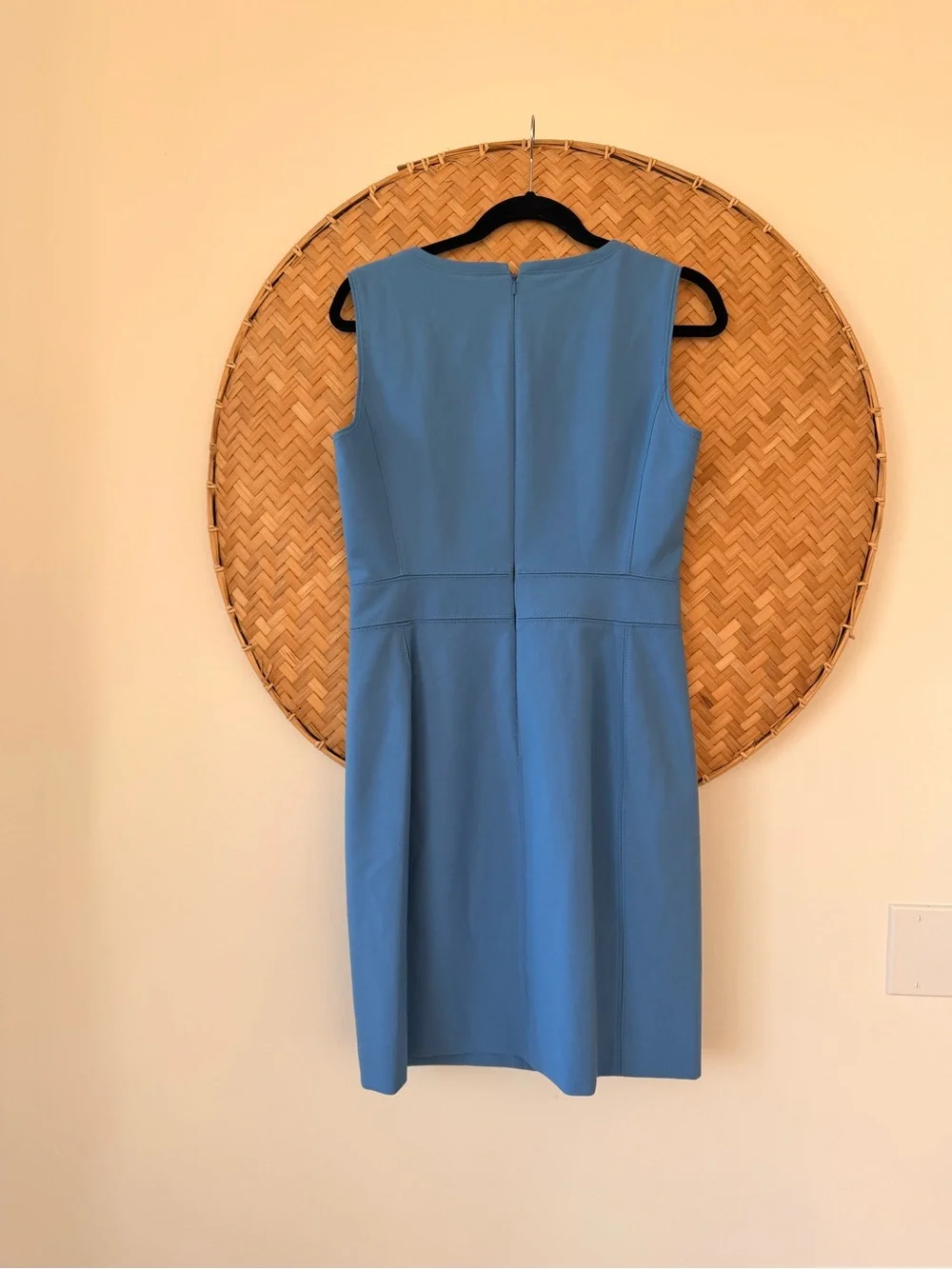 TORY BURCH CHELSEA SHEATH DRESS MONTEGO BLUE ZIPPERED ‎ POCKETS CORP-CORE MODEST